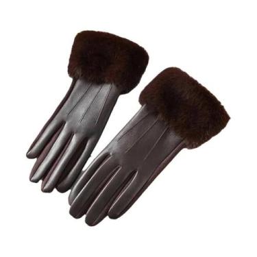 Imagem de Luvas Femininas De Couro Para Inverno Com Tela Sensível Ao Toque, Impe