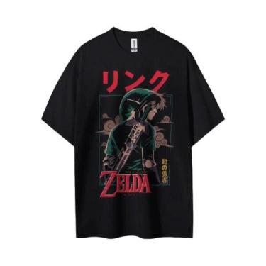 Imagem de Camiseta Masculina Preta E Verde Hero of Time Zelda Link, Camiseta De 