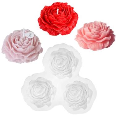 Imagem de Vela de flor de peônia, molde de resina, molde de flor de silicone para fabricação de velas, molde de vela de silicone de peônia, para decoração de casa, cera, sabão, argila, gesso, resina, velas