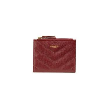 Imagem de Carteira Feminina de Couro Botão Zig Zag Metalasse Vinho - Bagaggio, U