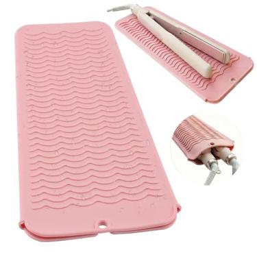 Imagem de Bolsa de silicone resistente ao calor para alisador de cabelo, modelador de cachos, chapinha e armazenamento de ferramentas de cabelo quente, 1 pacote com 1 rosa claro