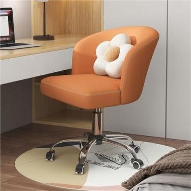 Imagem de Cadeira de mesa giratória moderna com encosto médio, suporte lombar, altura ajustável - Design aconchegante para casa, sala de estar, quarto, maquiagem