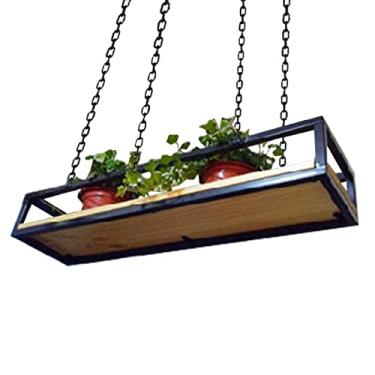 Imagem de Prateleira de teto criativa para plantas, rack de vaso de flores de madeira maciça e metal, suporte de armazenamento suspenso, ideal para varanda, bar, floricultura - suporte de plantas de 100 x 25 x