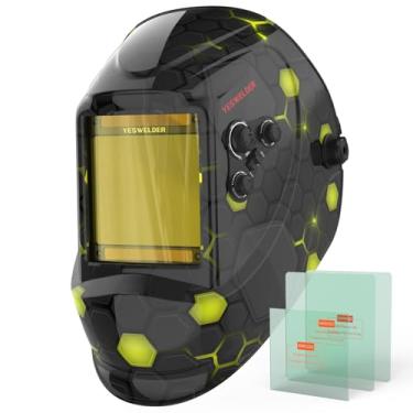 Imagem de YESWELDER Capacete de soldagem de escurecimento automático de energia solar de cor verdadeira de 3,94" x 3,66", 4 sensores de arco sombra ampla 4 ~ 5/9-9/13 para máscara de soldador de moagem de solda por arco TIG MIG LYG-M800H-A