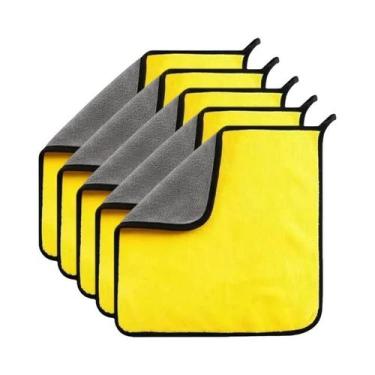 Imagem de Toalhas De Microfibra Amarelas Para Lavagem De Carro, Pano Absorvente 