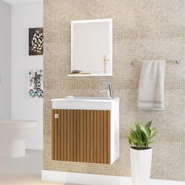 Imagem de Gabinete Armário Banheiro Siena com Cuba e Espelheira