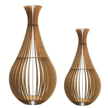 Imagem de Abajur Grande De Chão Gotas De Orvalho Mdf Luminária - MDF Kit Com 2 - 90x40cm E 75x40cm