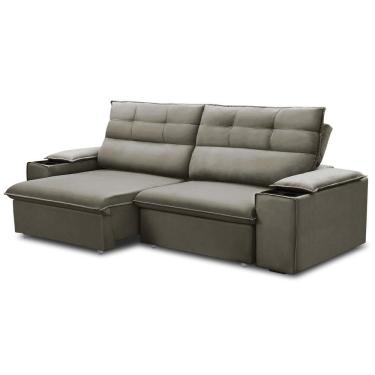 Imagem de Sofá Retrátil Reclinável Para Sala 3 Lugares 225cm Gordon F04 Veludo Marrom Claro - Lyam Decor