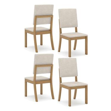 Imagem de Cadeira Para Mesa De Jantar Ambiente Milla Kit 4 Peças Nature Linho - Henn