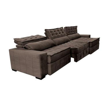 Imagem de Sofá Retrátil E Reclinável 3,85M Cama Inbox Big Puffer Com Softgel D40 Velupluma Café