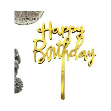 Imagem de Conjunto De Topper De Bolo De Aniversário Preto E Dourado 10 Peças 32 