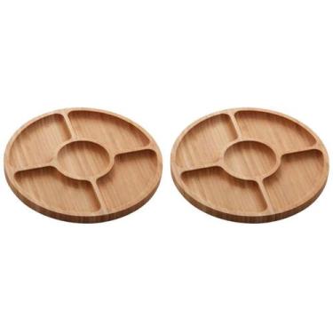 Imagem de Kit 2 Petisqueiras de Bambu 5 Divisórias 25cm Lyor Round Aperitivos Tá