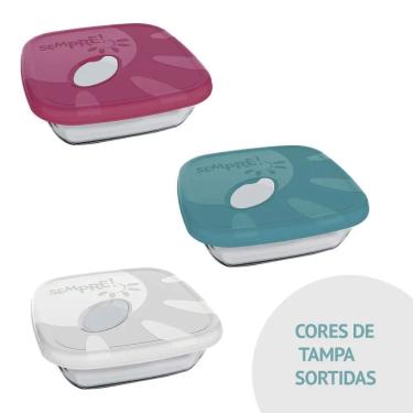 Imagem de Assadeira Pote Quadrada com Tampa Colorida 730 ml Sempre Nad
