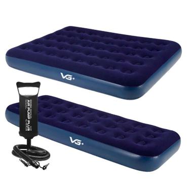 Imagem de Kit 1 Colchão Inflável Casal E Solteiro Flocked Comfort Com Bomba Manual Vg Plus