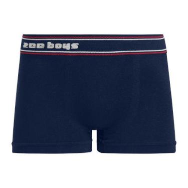 Imagem de Cueca Boxer Infantil com Detalhe de Listras no Cós sem Costura Navy Ze