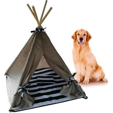 Imagem de Caminha Cabana Pet Toca Oca Tenda Cama Cachorro Gato Cão Cinza G - Pet