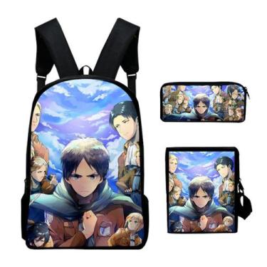 Imagem de Conjunto de mochilas Anime Attack on Titan para crianças, 3 peças de n