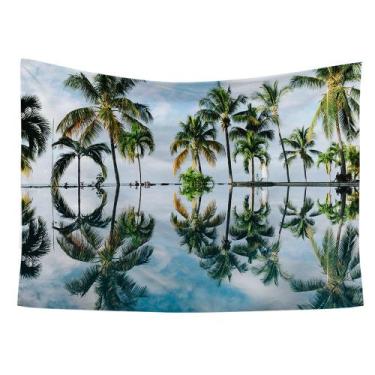 Imagem de Tapeçaria, coqueiro, estilo praia, 150x130cm, microtecido - Yiweisai