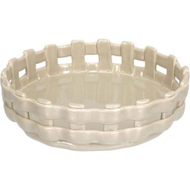 Imagem de CENTRO MESA DECORATIVA FRUTEIRA HOME&CO CERÂMICA 6x21x21cm MARFIM