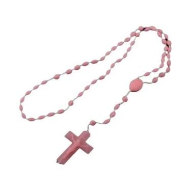 Imagem de 12/120 peças rosário de plástico contas cruz com colar de jesus catoli