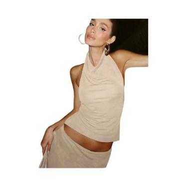 Imagem de Conjunto De Vestido Sexy De Verão Para Meninas, Estilo Halter, Sem Cos