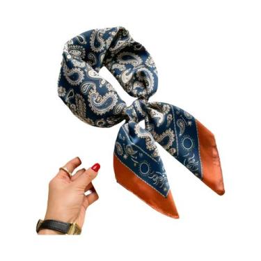 Imagem de Lenço De Seda Feminino 70x70cm Luxuoso Com Estampa De Corrente Fino Pa
