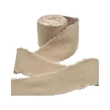 Imagem de Fita De Algodão E Linho Com Bordas Desfiadas, 4CMx5M, Para Buquês De C
