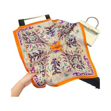 Imagem de Lenço Quadrado De Seda Luxuosa Para Mulheres, Estampado, Para Enrolar 