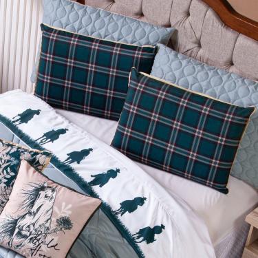 Imagem de Jogo De Cama Lençol Queen Country Com Fronhas Estampadas 04 Peças - Tecido Percal 200 Fios Cor Verde