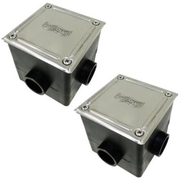 Imagem de Kit 2 Caixa De Passagem Base Quadrada E Tampa Inox Sodramar