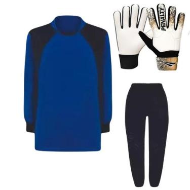 Imagem de Kit de Goleiro Infantil Camisa + Calça Acolchoada + Luva Penalty Delta