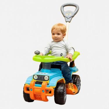 Imagem de Quadriciclo Jip Infantil com Haste de Empurrar Carrinho de Passeio Mot