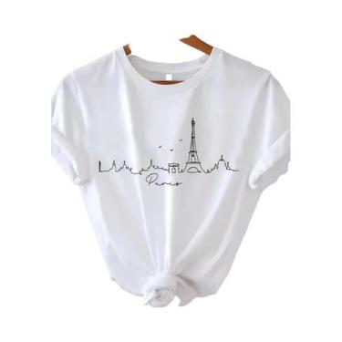 Imagem de Camiseta Feminina Vintage com Gola Redonda e Manga Curta - Estampa Tor