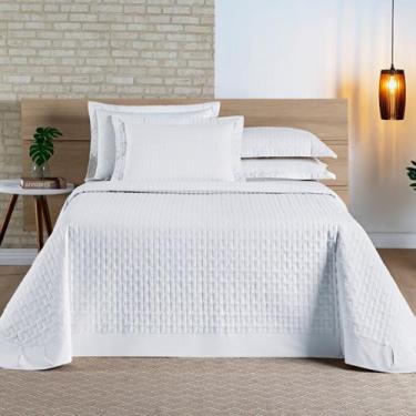 Imagem de Cobre Leito Casal Queen Algodão Percal 200 Fios Madri 3 Pçs Branco - B