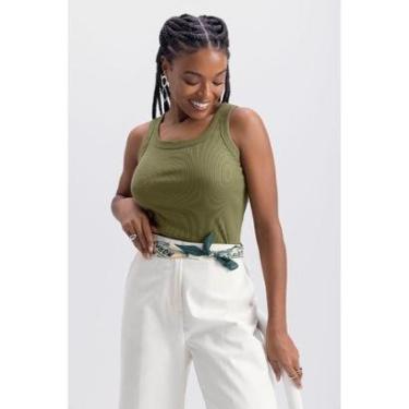 Imagem de Blusa Feminina Em Ribana Canelada Essendi Verde Médio-Feminino