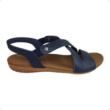Imagem de Sandalia Ortopédica Couro Usaflex Feminina Elastico R1804, 35, New blu