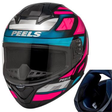 Imagem de Capacete Moto Peels Spike II MX2 Fechado Preto Pink Viseira-Unissex