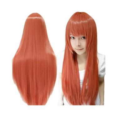 Imagem de Peruca Sintética Lisa De 80cm Para Cosplay, Branca, Roxa, Verde, Prata