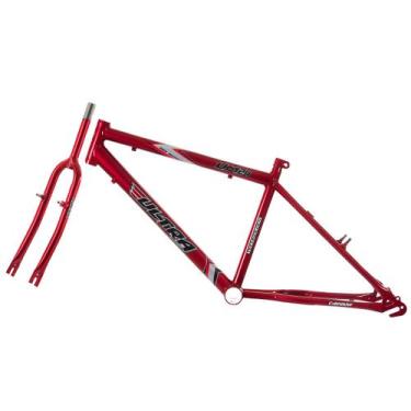 Imagem de Quadro aro 24 ultra bikes em aço carbono com garfo masculina, Vermelho