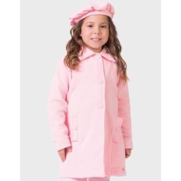 Imagem de Casaco Abooado Com Boina Soft Frio Rosa Dia a Dia Moda Inverno Elegante - Menina 4 a 14 anos-Feminino