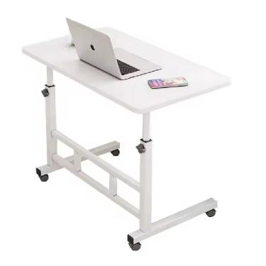 Imagem de Mesa Notebook Altura Ajustavel Home Office Multifuncional Com Rodinhas Escrivaninha Sala Sofa Branco
