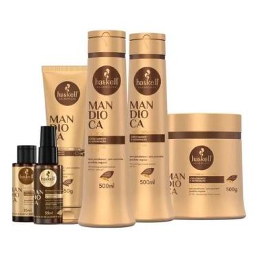Imagem de Kit Mandioca 500gr Haskell 6 itens  Crescimento e Hidratação Capilar
