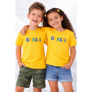 Imagem de Camiseta Infantil Brasil 100 Algodão Conforto Estilo e Orgulho Nacional Copa Seleção Torcedor-Unissex