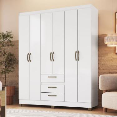 Imagem de Guarda-Roupa Casal 6 Portas 3 Gavetas Rp3638 Branco - Decibal