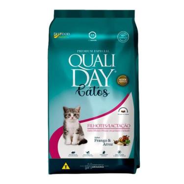 Imagem de Ração Qualiday Para Gatos Filhotes e Lactação Sabor Frango e Arroz 1 k