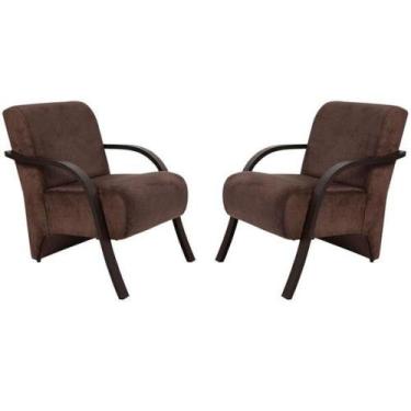 Imagem de Kit 2 Poltronas Decorativas 1 Lugar Santa Tecido Marrom - OUTRAS MARCA