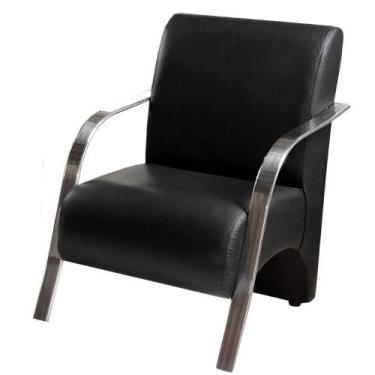 Imagem de Poltrona Decorativa Preta Braços Alumínio material sintético Preto - O