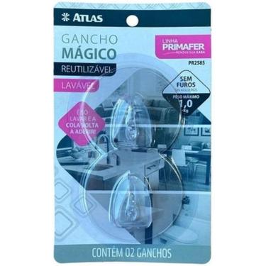 Imagem de Gancho Mágico Plástico, Contém 2 Peças, Cor Transparente, Linha Primafer, Atlas.