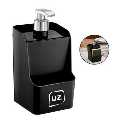 Imagem de Dispenser de Detergente Com Porta Bucha de Pia Preto UZ