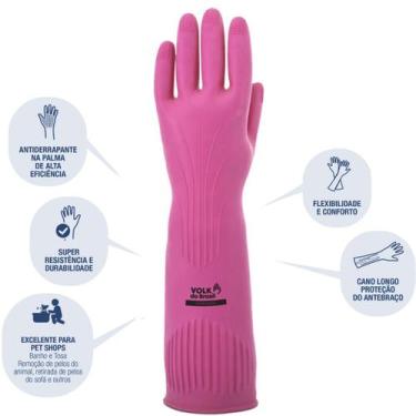 Imagem de Luva de Látex longa Ranhurada Rosa - Volk - CA 36368 - Volk do Brasil,